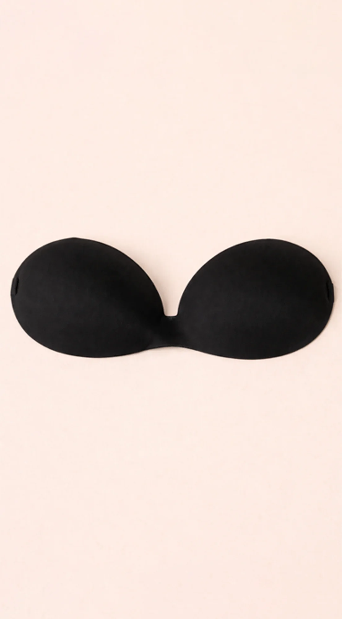 Adhesive Plunge Bra with Back Strap - Black