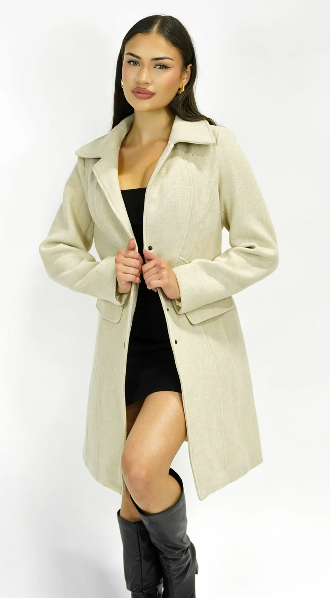 Align Tailored Front Button Peacoat - Cream - Image 5