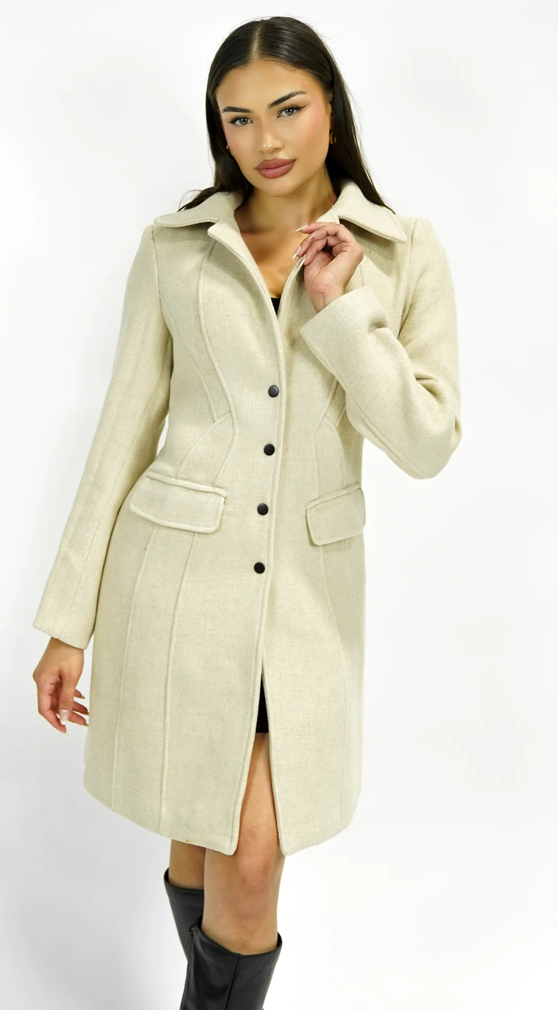 Align Tailored Front Button Peacoat - Cream - Image 6