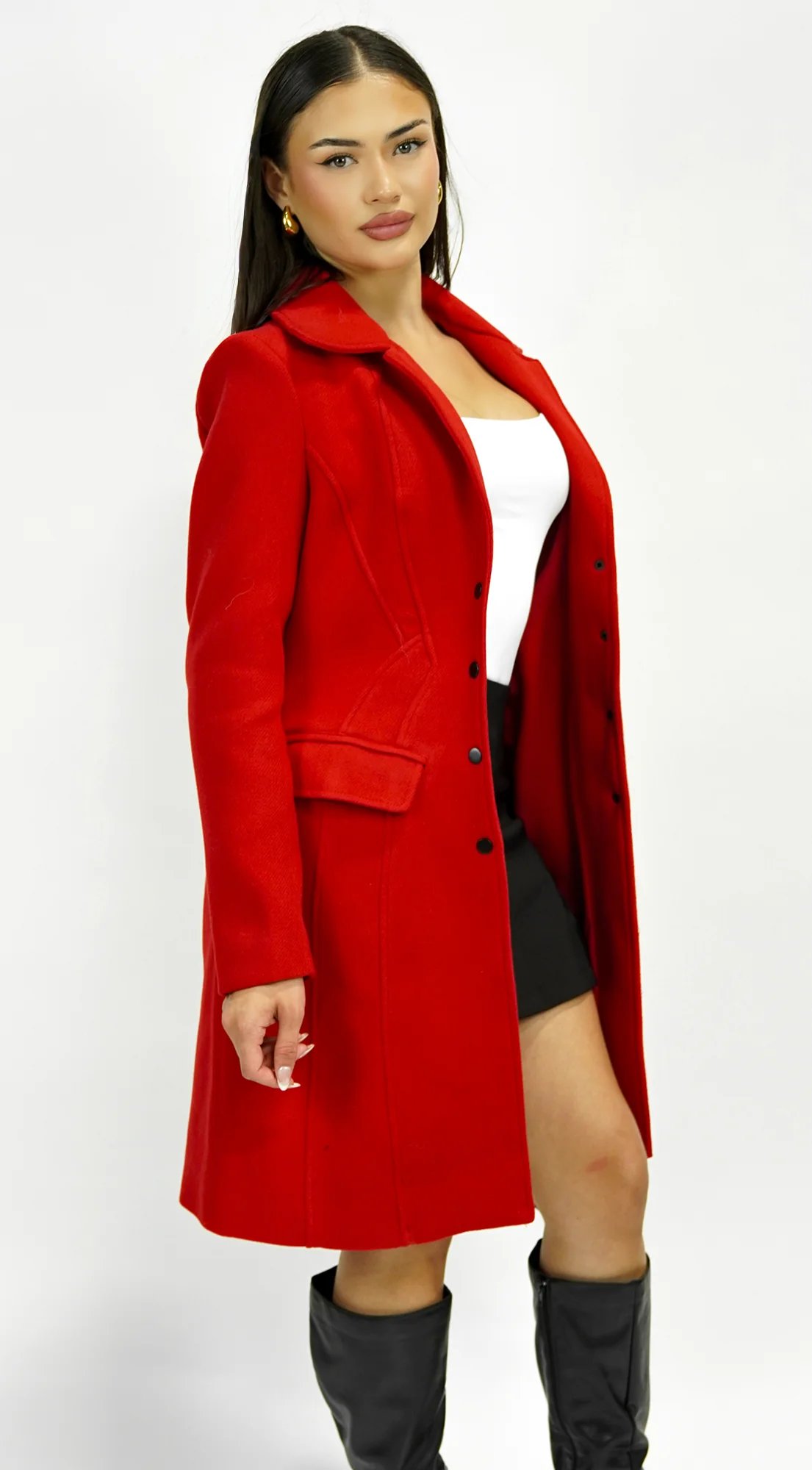 Align Tailored Front Button Peacoat - Red - Image 7