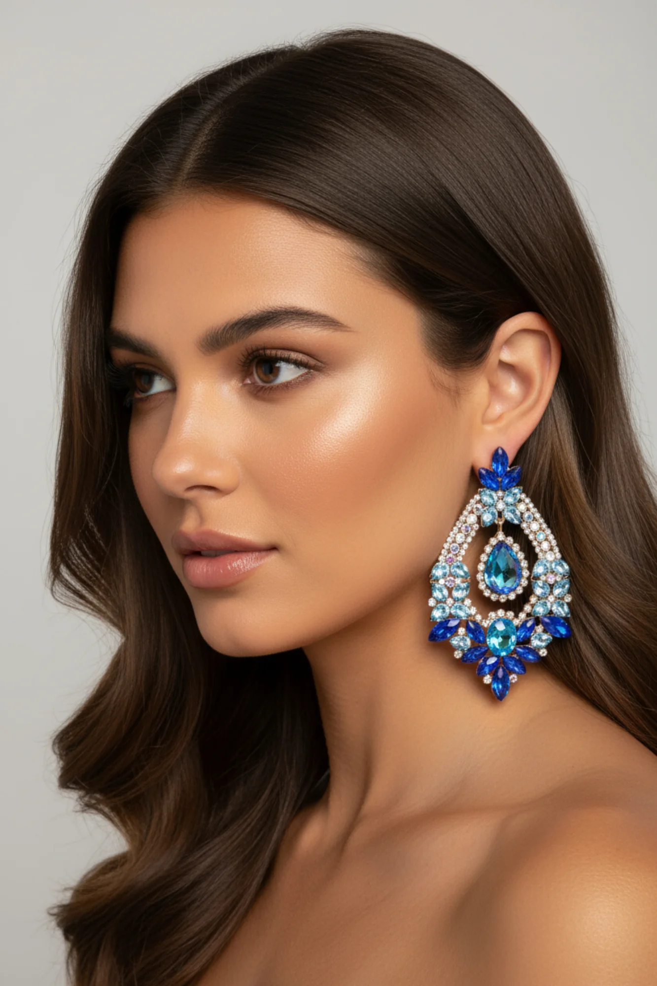 All I Need Blue Crystal Drop Earrings - Image 3