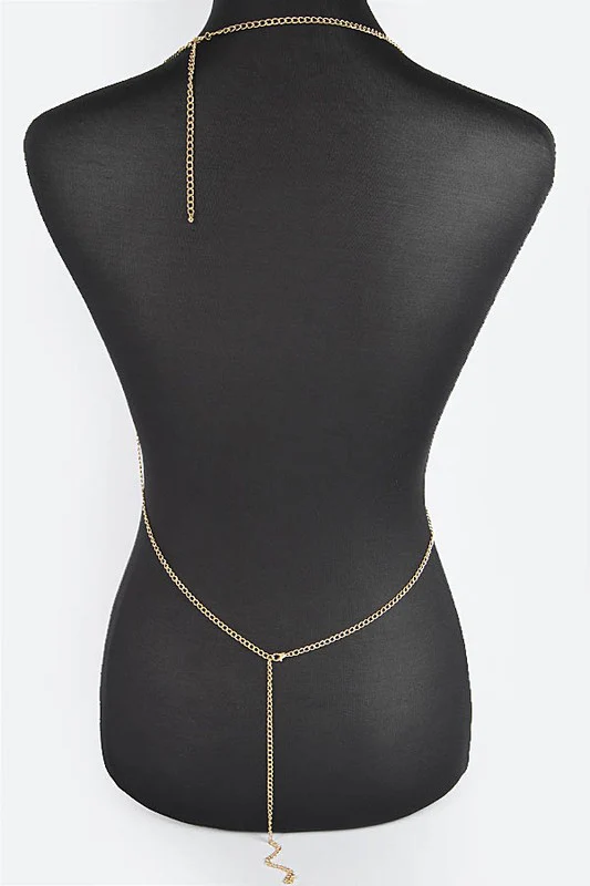 Allure Elegance Crystal Bra Chain - Gold - Image 7