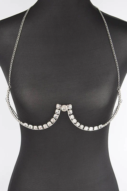 Allure Elegance Crystal Bra Chain - Silver - Image 8