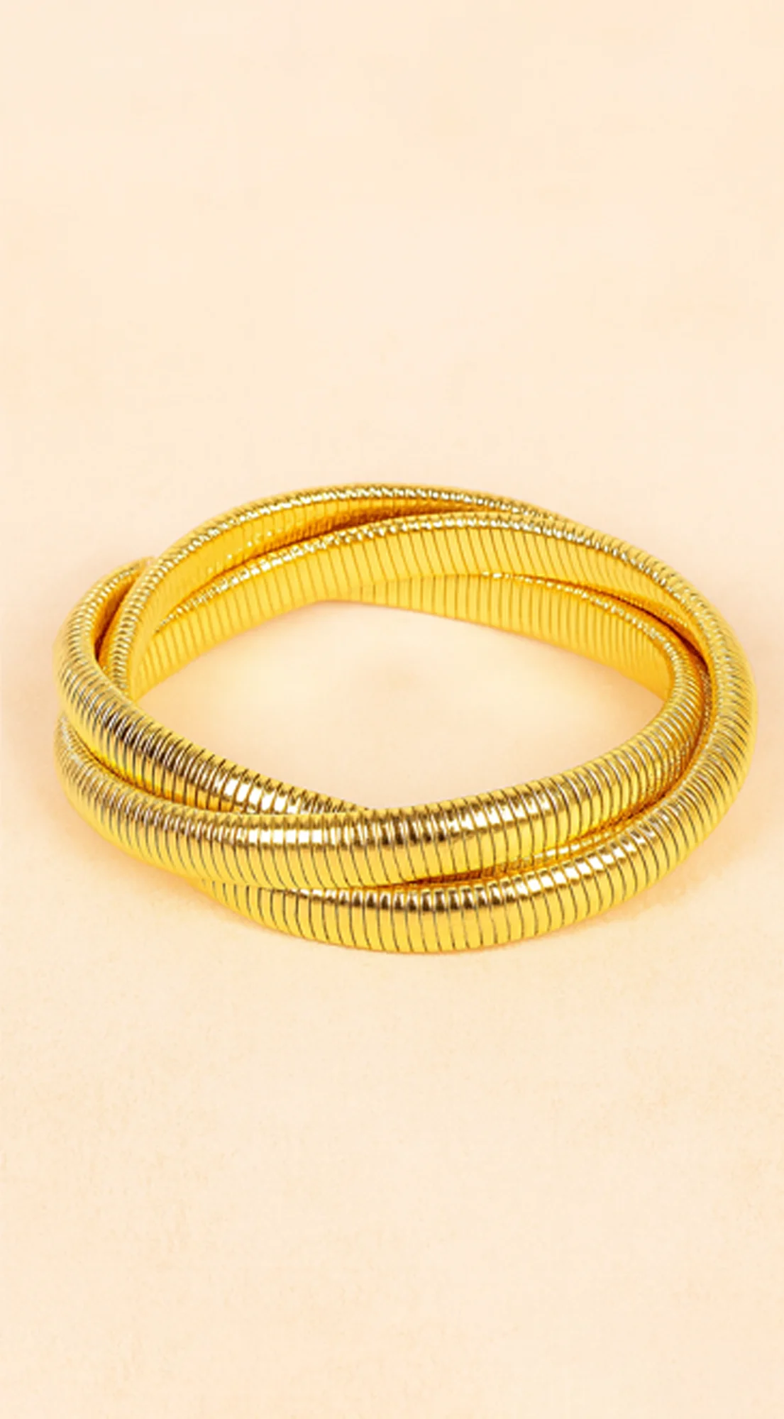 Amy Triple Spring 14K Gold Dipped Bracelet - Gold - Image 3