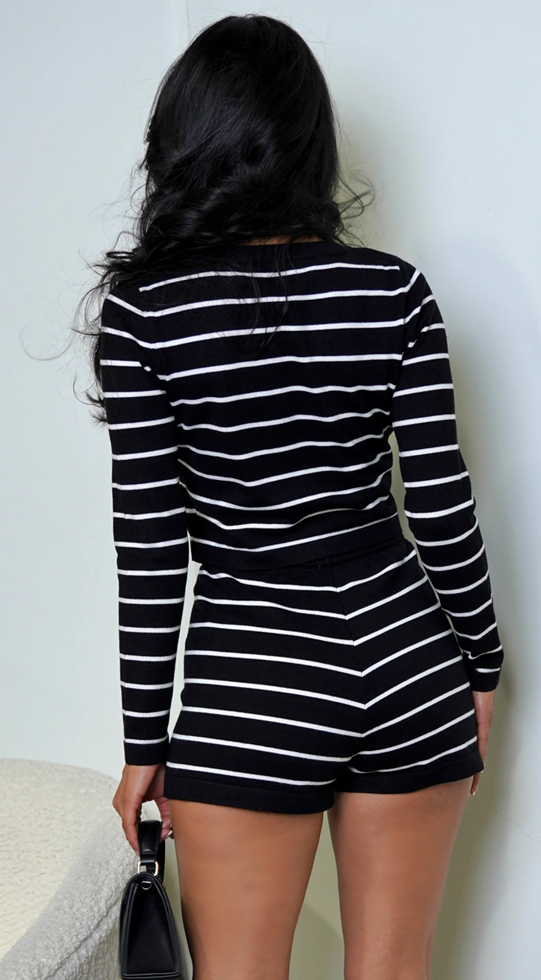 Angelika Stripe Button Down Cardigan Shorts Set - Image 5