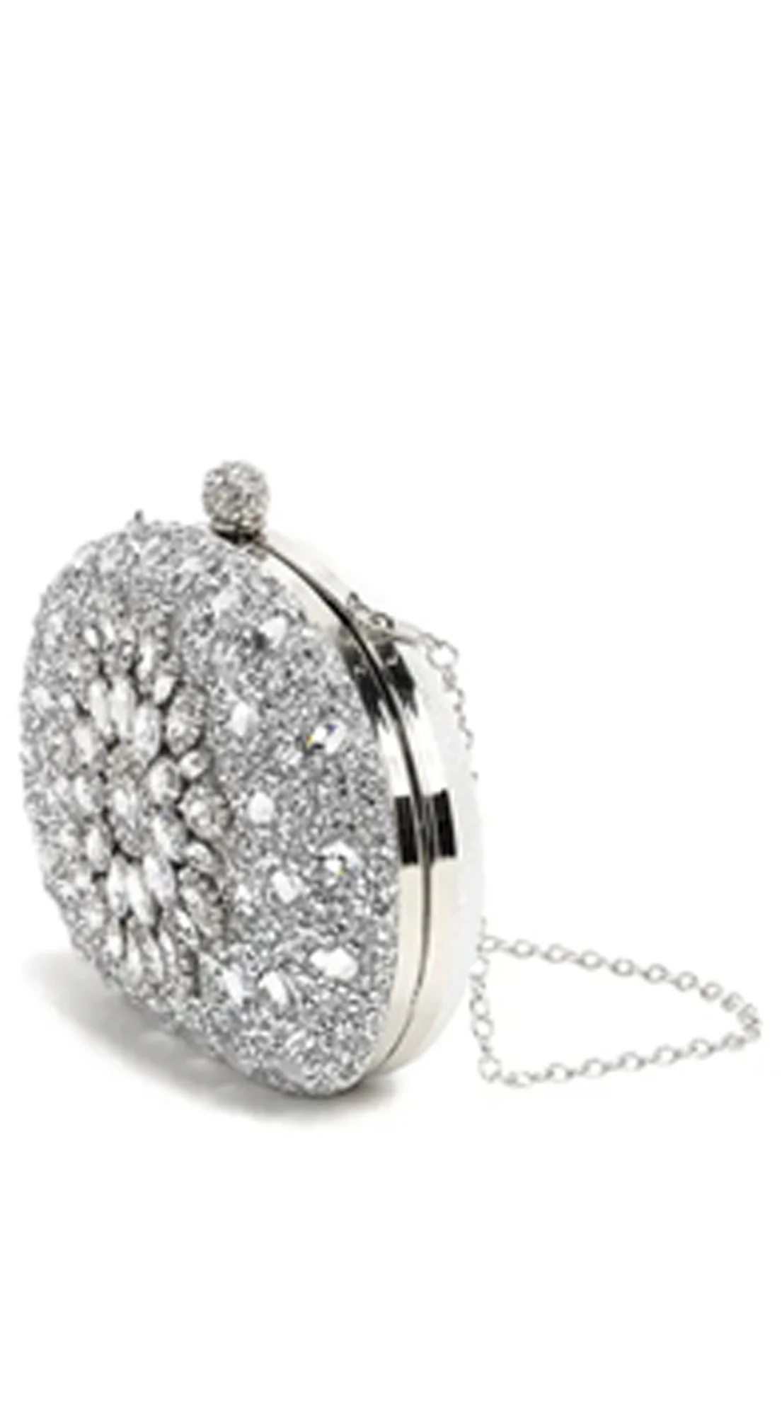 Angelina Lux Crystal Clutch Bag - Silver - Image 3