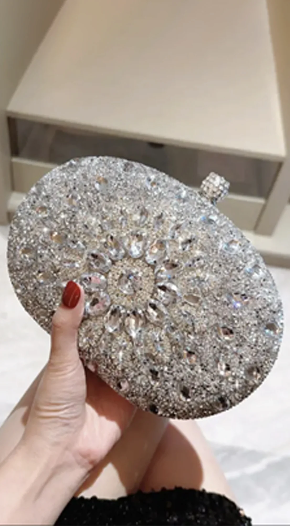 Angelina Lux Crystal Clutch Bag - Silver - Image 4