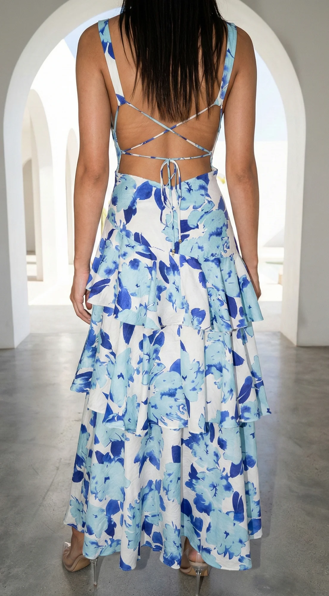 Aurelisse Floral Ruffled Maxi Dress - Blue - Image 4