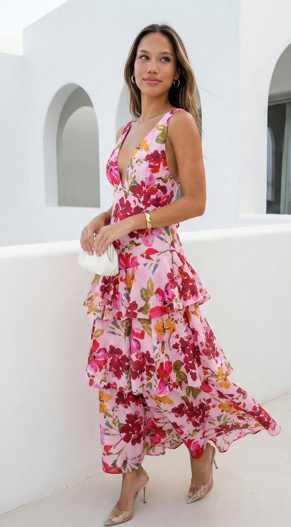 Aurelisse Floral Ruffled Maxi Dress - Pink - Image 5