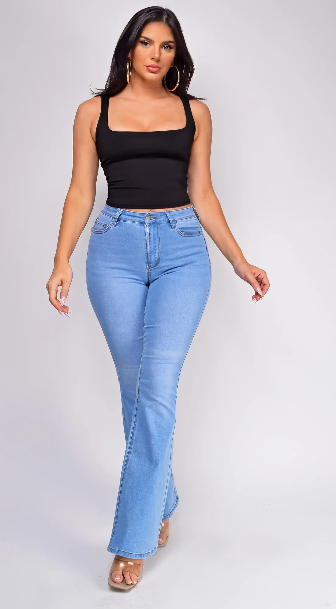 Aven Blue Light Wash High Rise Bootcut Flare Jeans - Image 3