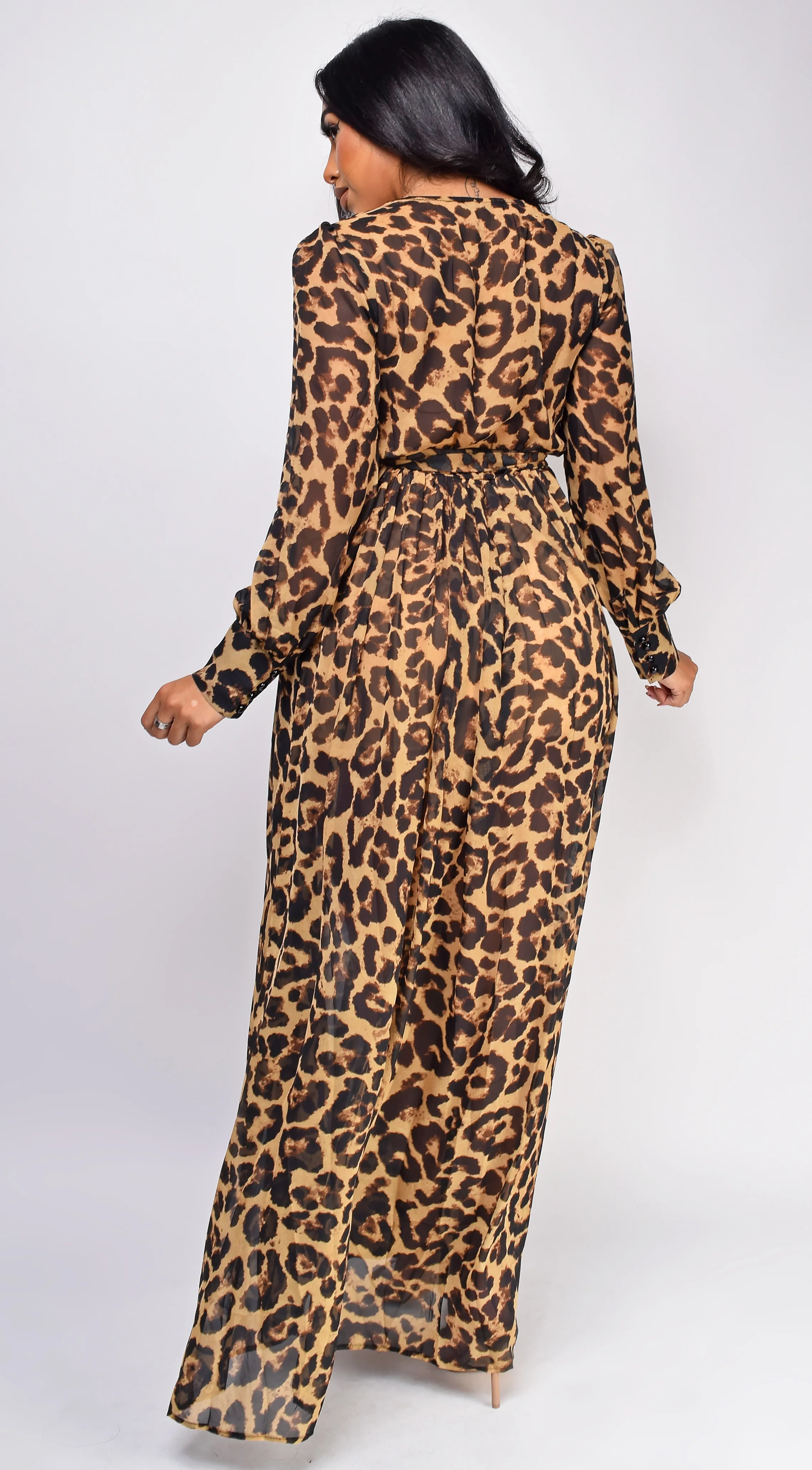 Brooke Brown Leopard Print Maxi Dress - Image 4