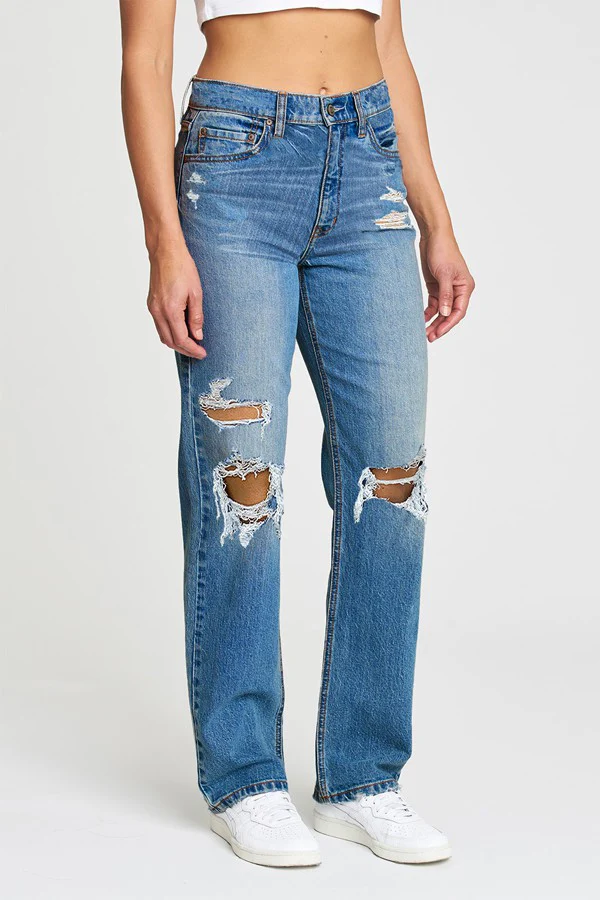 Calla Blue Distressed Relaxed Staright Leg Denim Jeans - Image 2