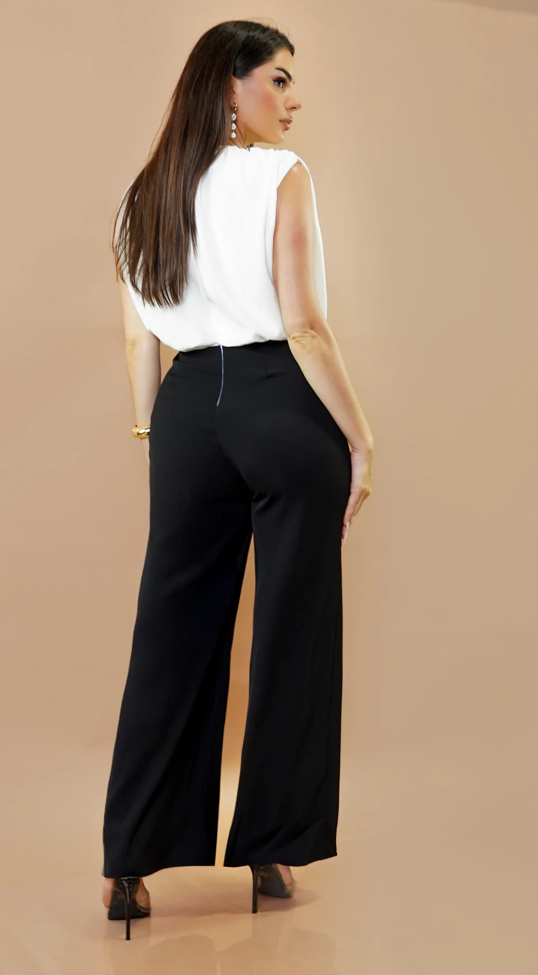 Capri Color Block Jumpsuit - White/Black - Image 5
