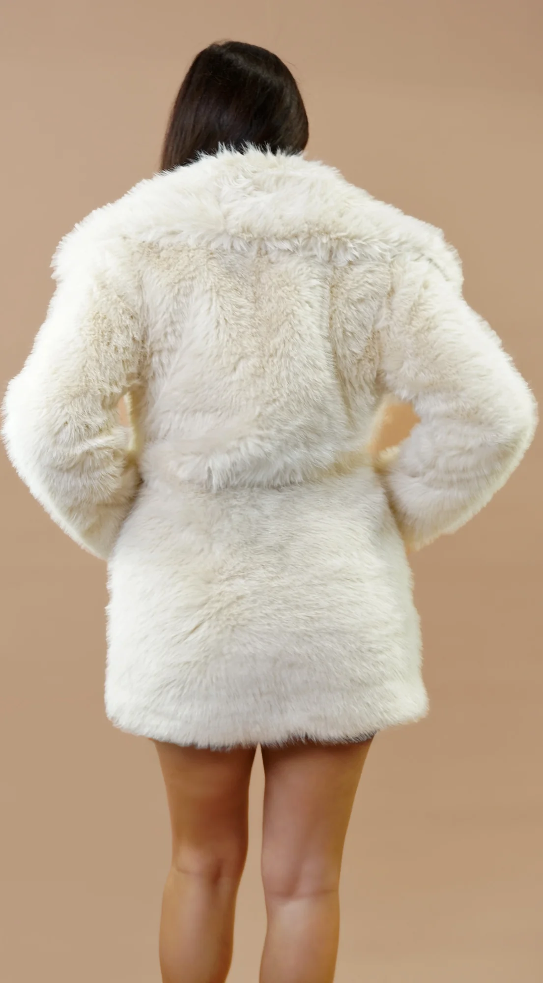Cascade Faux Fur Coat - Ivory - Image 4