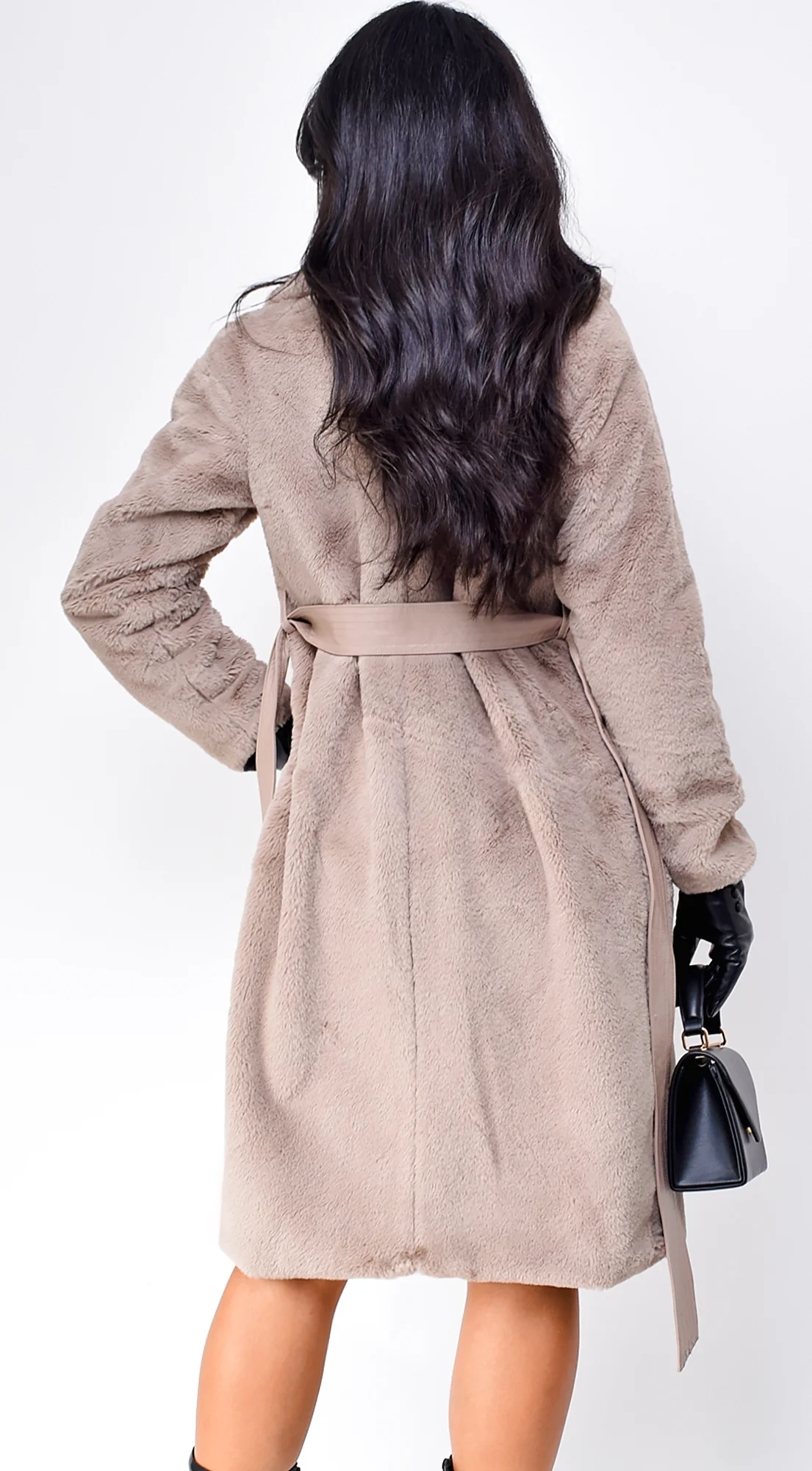 Cataleya Long Faux Fur Coat - Taupe - Image 6