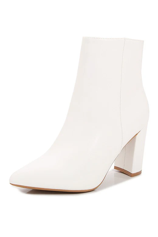 Caterina Block Heel Ankle Boots - White - Image 7