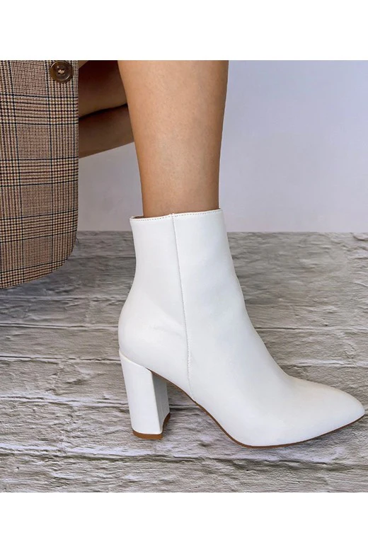 Caterina Block Heel Ankle Boots - White - Image 8
