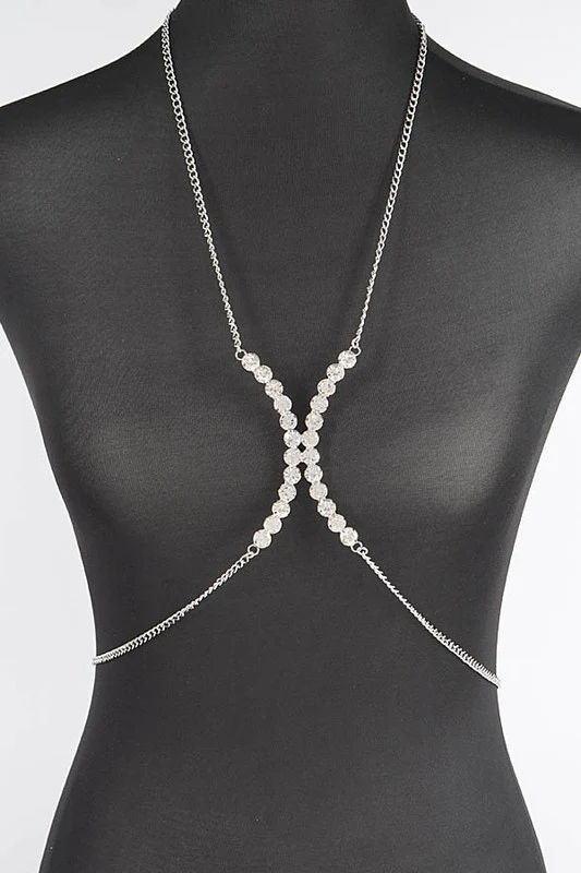 Crystal Glam Rhinestone Bra Chain - Silver - Image 4