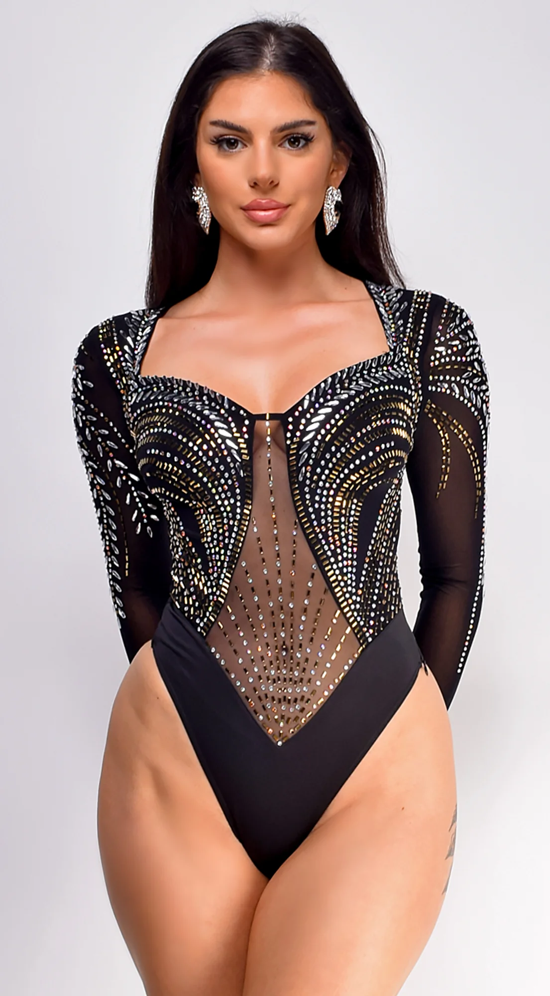 Dalia Rhinestone Bodysuit - Black - Image 2
