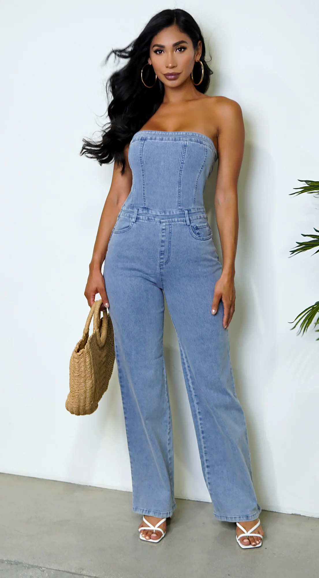 Dara Denim Tube Jumpsuit - Blue - Image 5