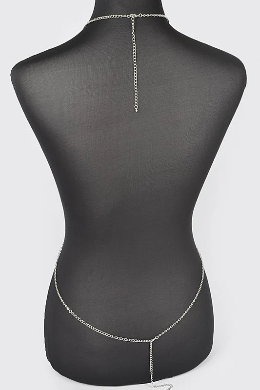 Dazzle Embrace Rhinestone Bra Chain - Silver - Image 6