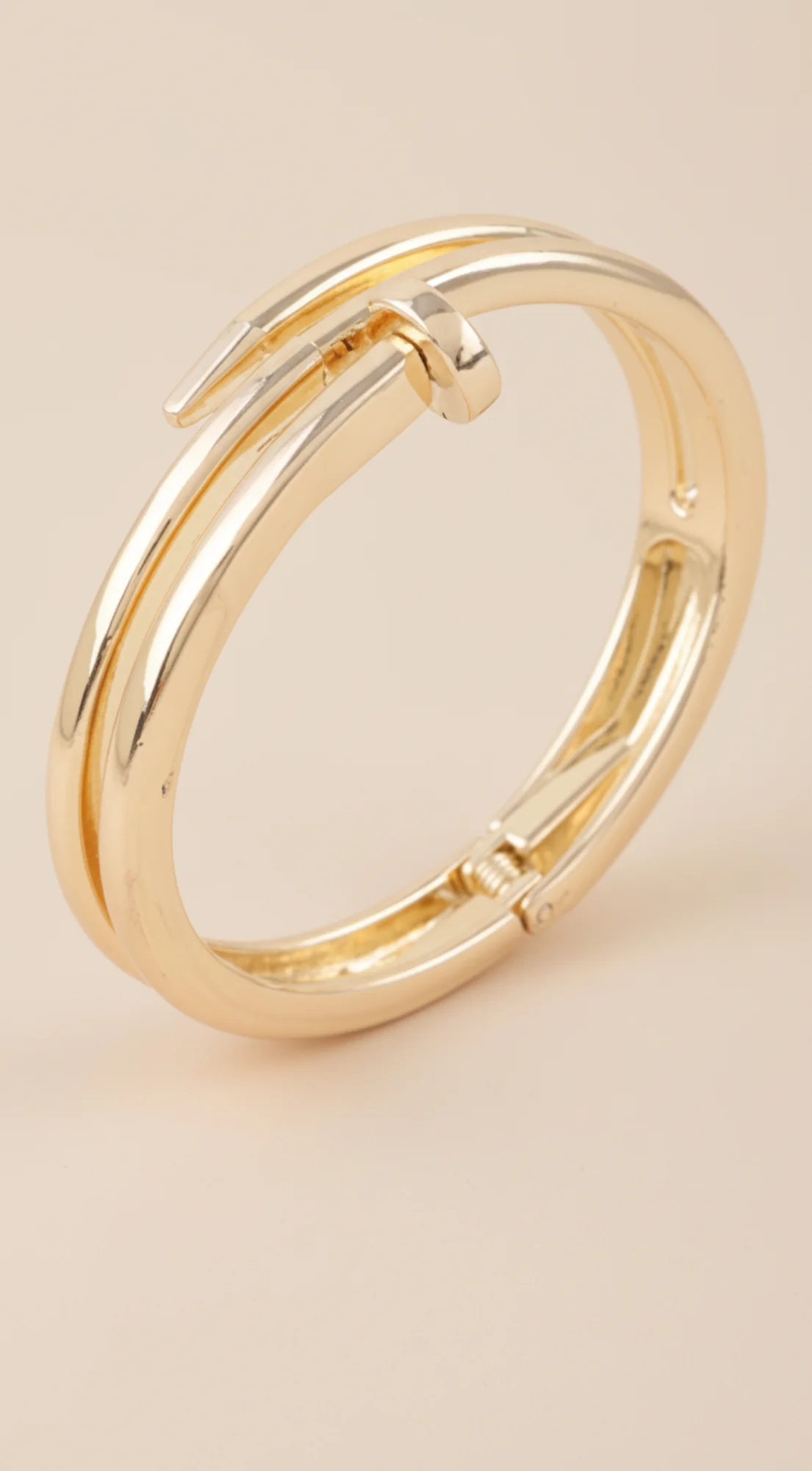 Double Wrap Nail Bangle - Gold - Image 3