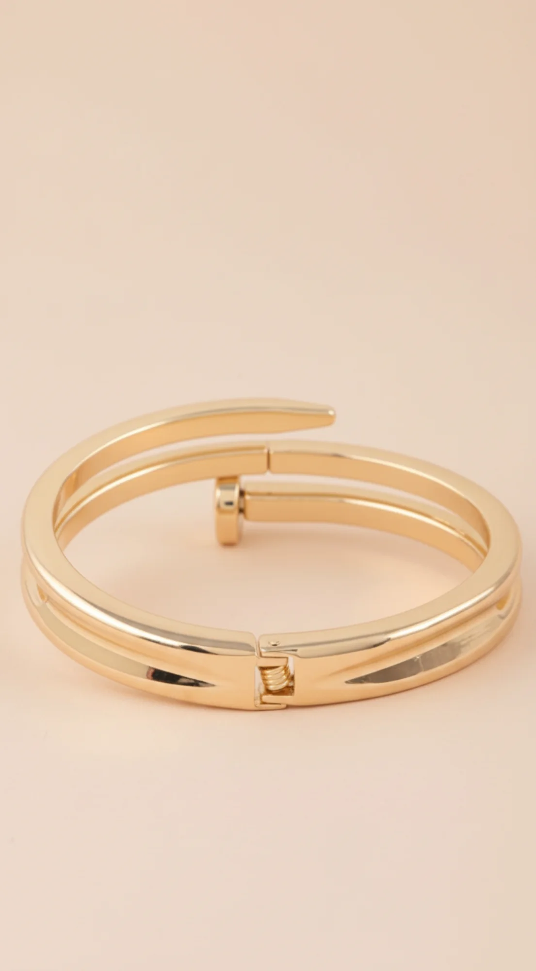 Double Wrap Nail Bangle - Gold - Image 4