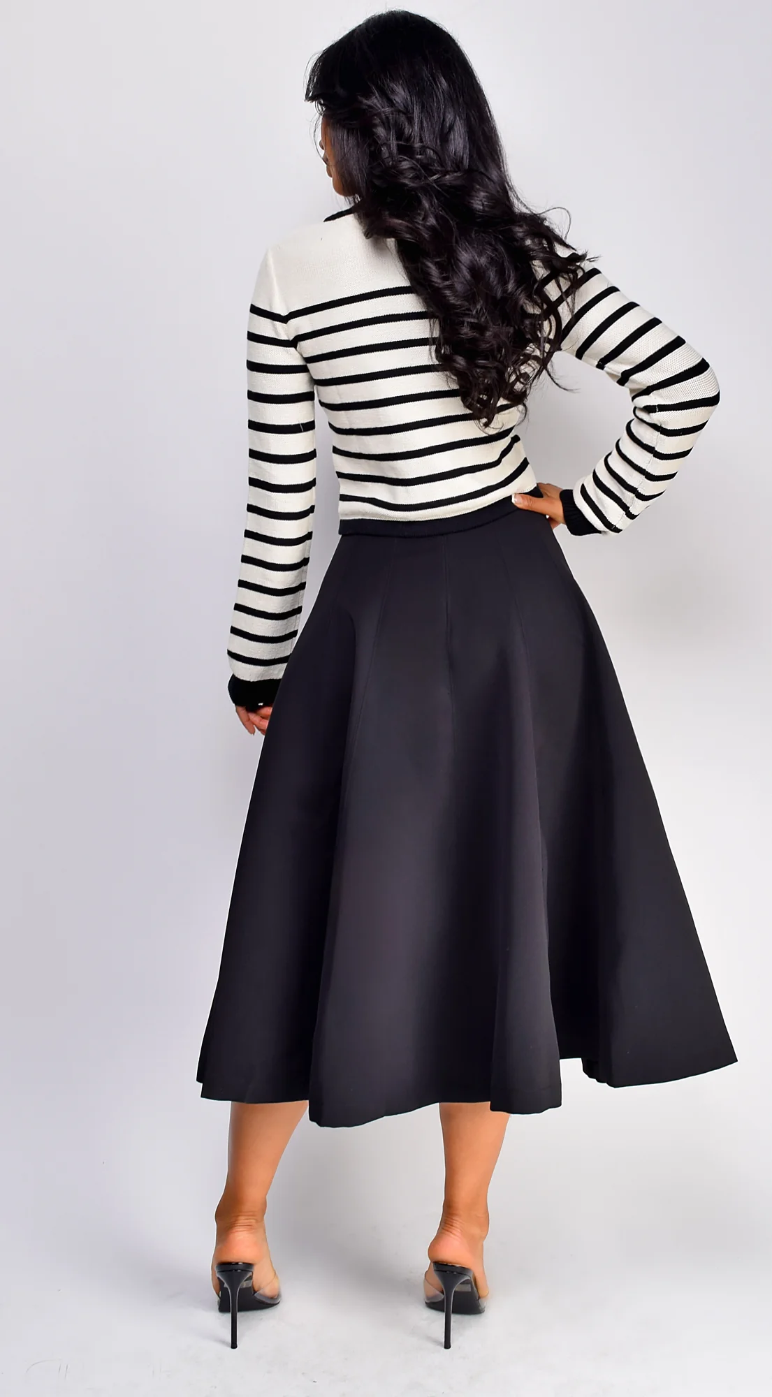 Eliana Stripe Button Down Cardigan - Ivory - Image 8
