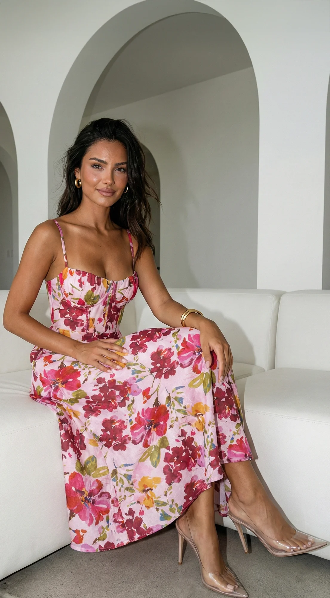 Floréa Bodice Floral Maxi Dress - Pink - Image 11