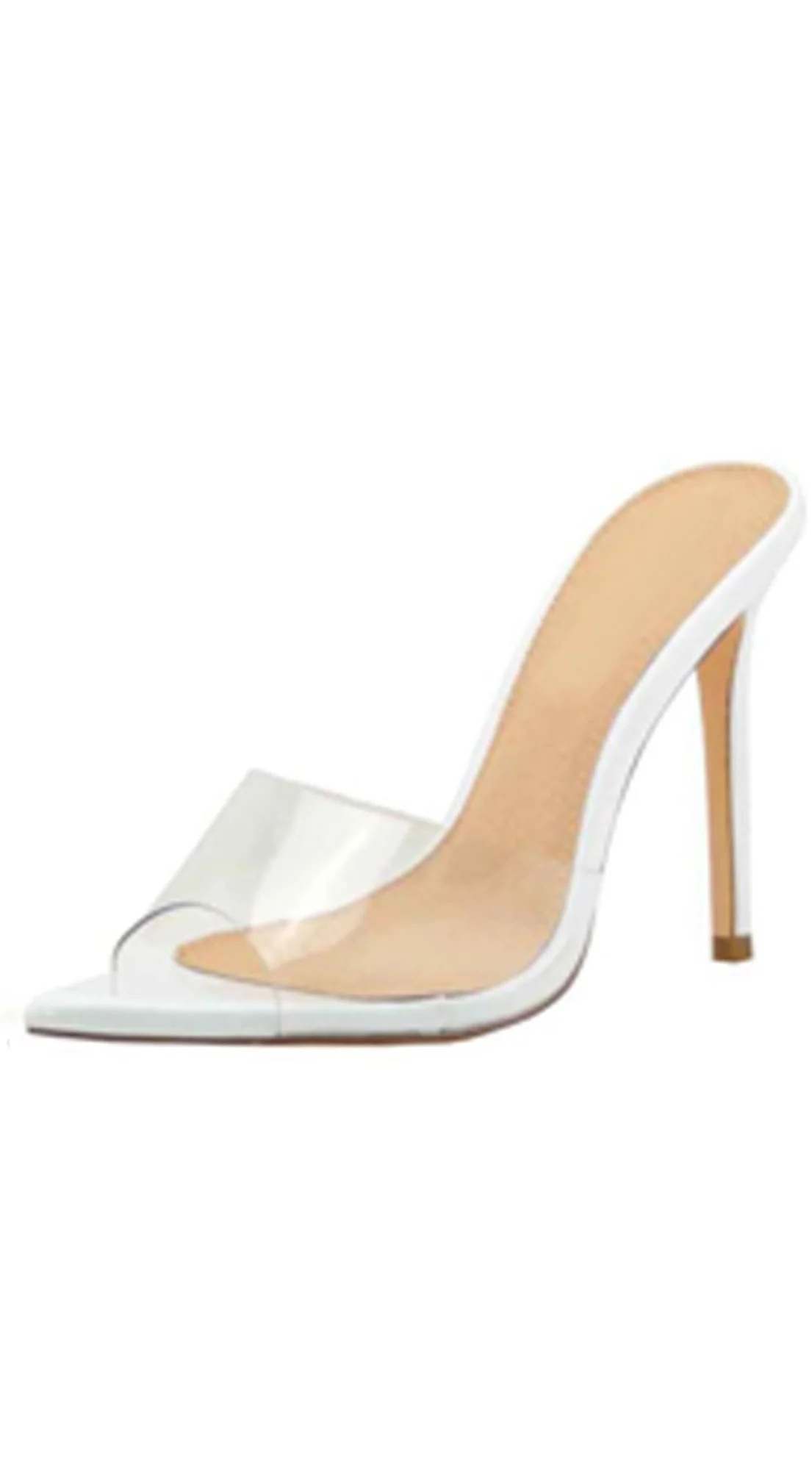 Gia Clear Pointy Toe Heels - White - Image 5