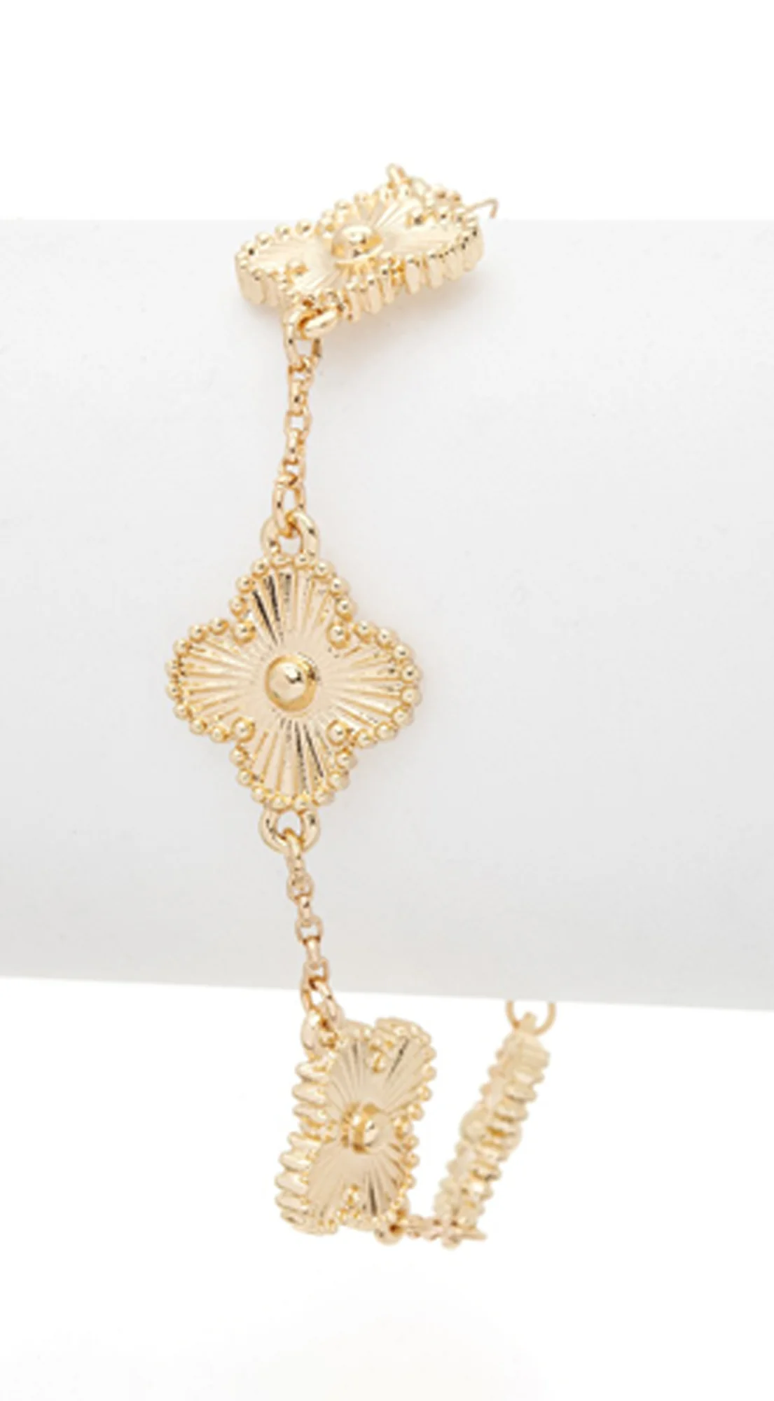 Gia Textured Clover Bracelet - Gold - Image 2