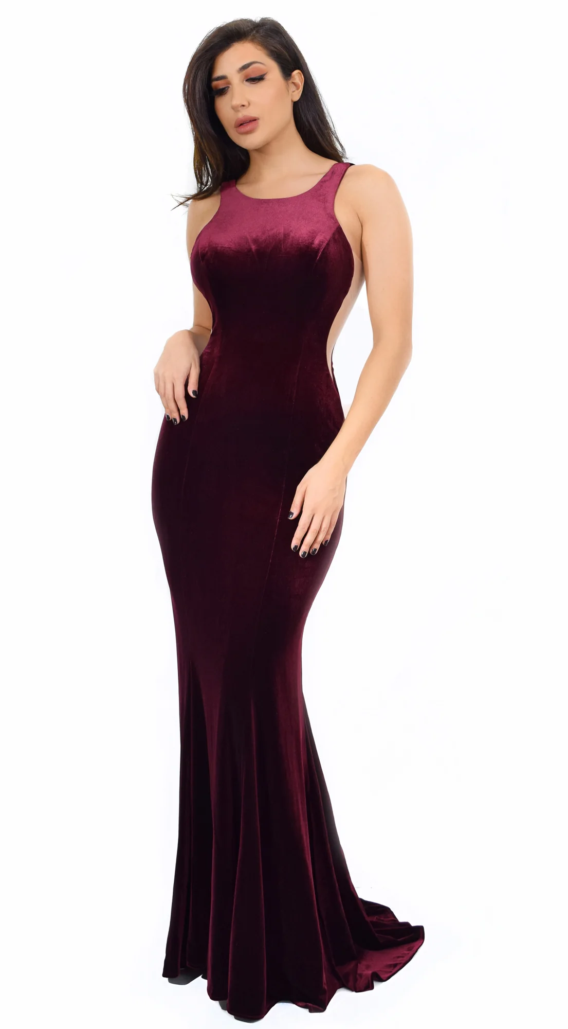 Ginevra Burgundy Velvet Gown - Image 3