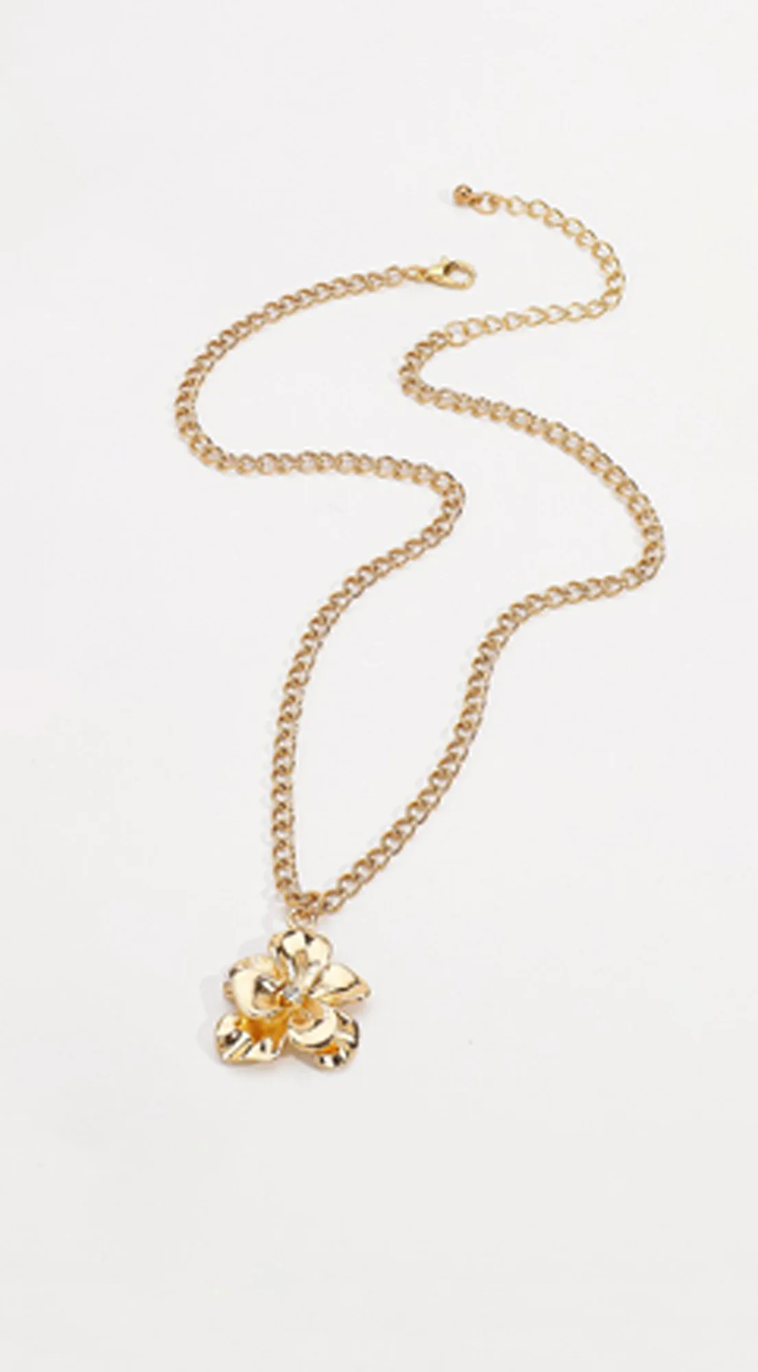 Jia Rhinestone Metal Floral Pendant Necklace - Gold - Image 6