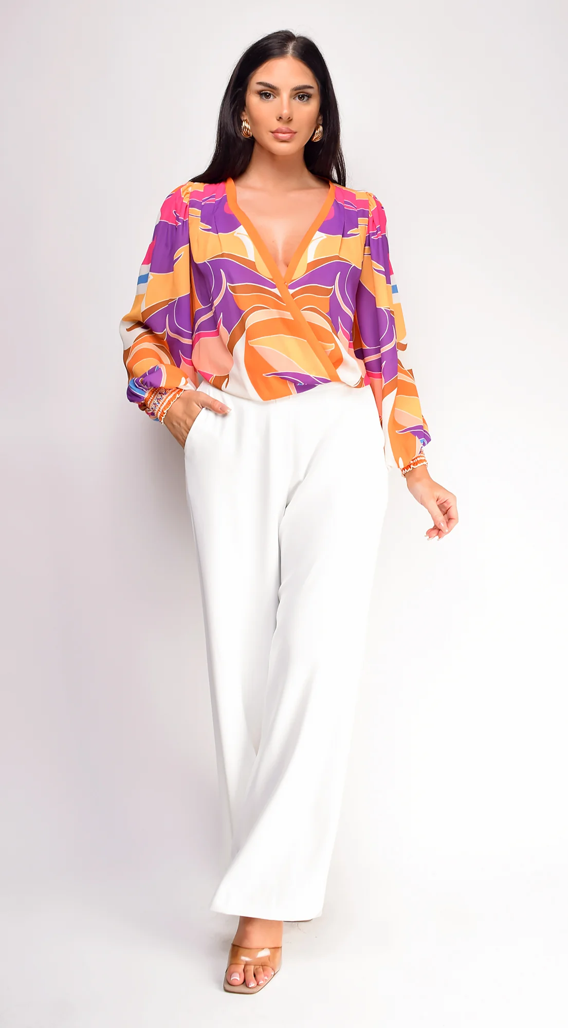 Leona Elasticized Wide Leg Pants - Ivory - Image 5
