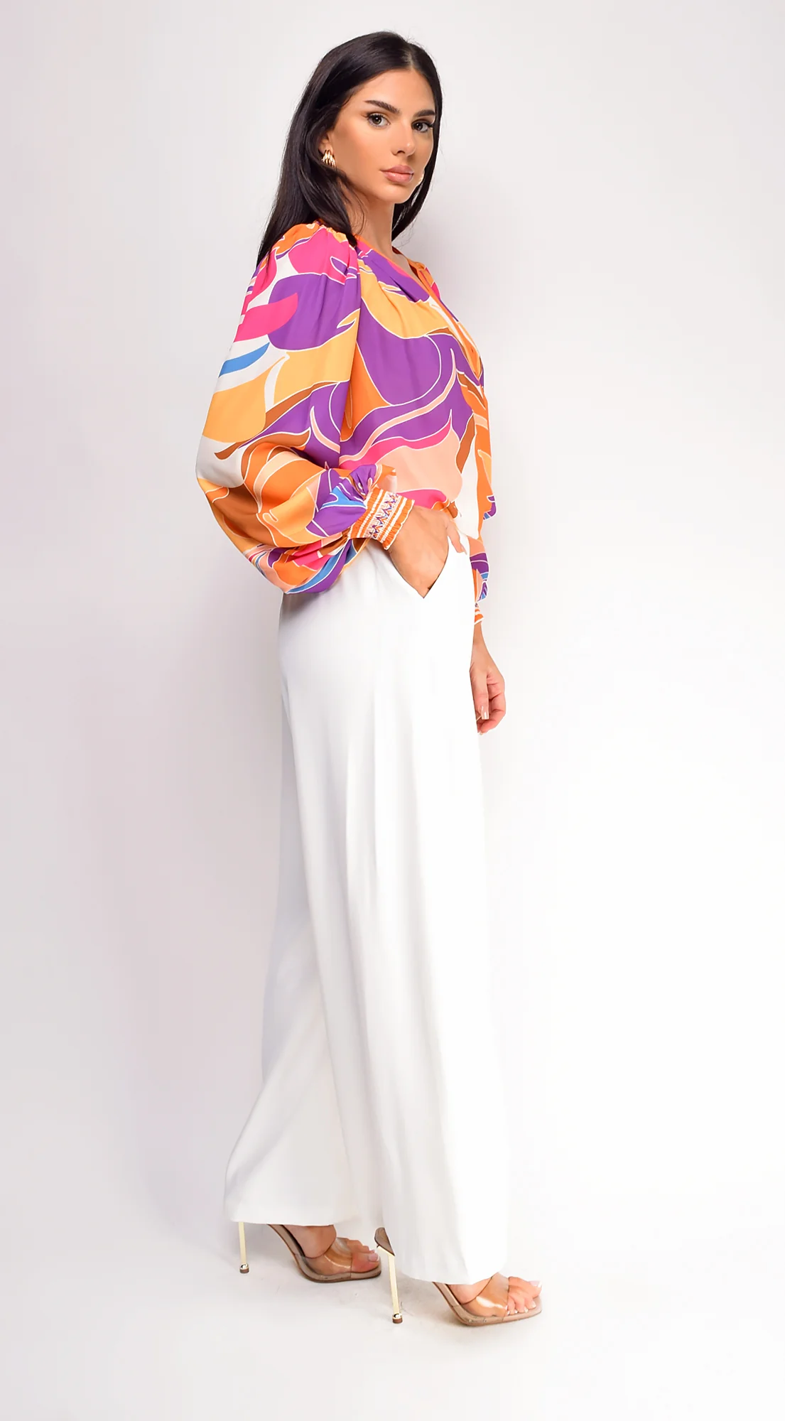 Leona Elasticized Wide Leg Pants - Ivory - Image 7