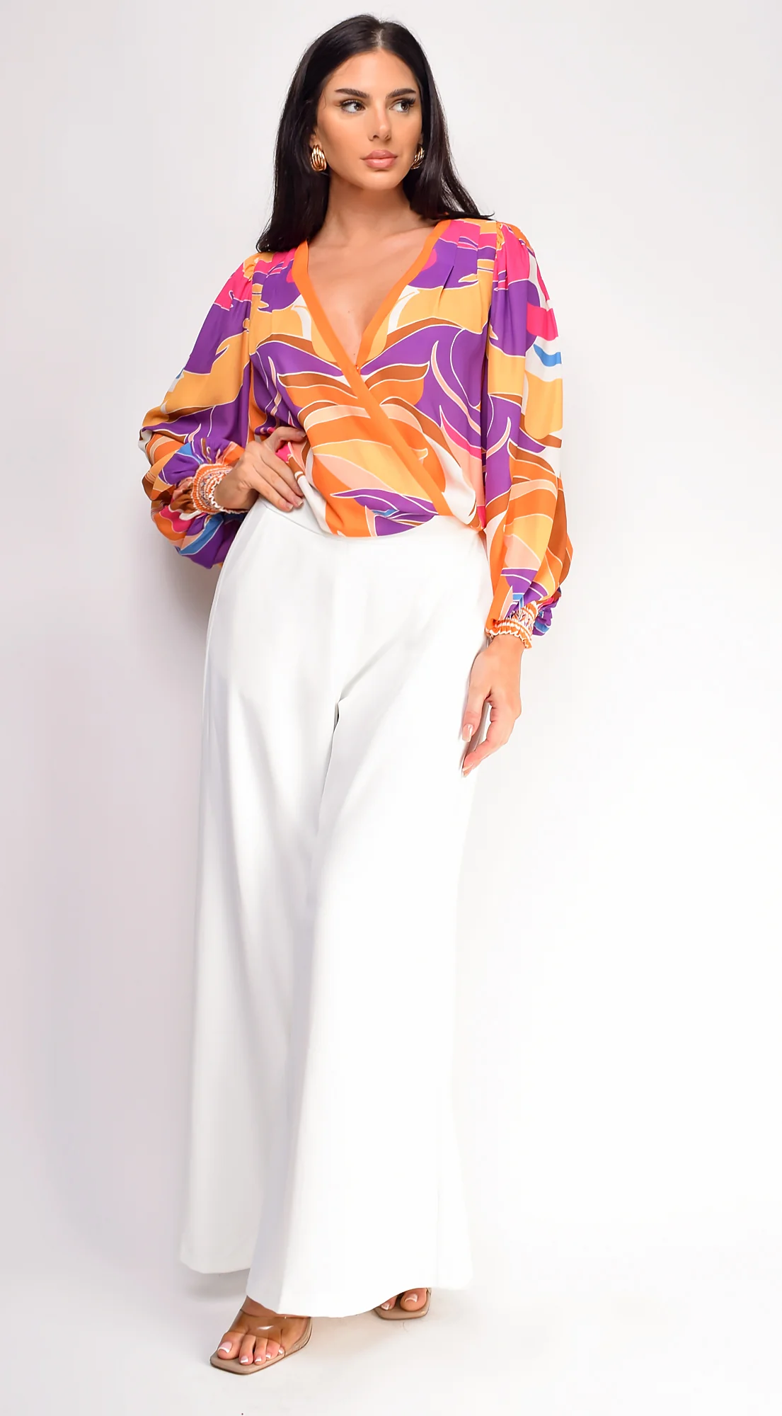 Leona Elasticized Wide Leg Pants - Ivory - Image 8