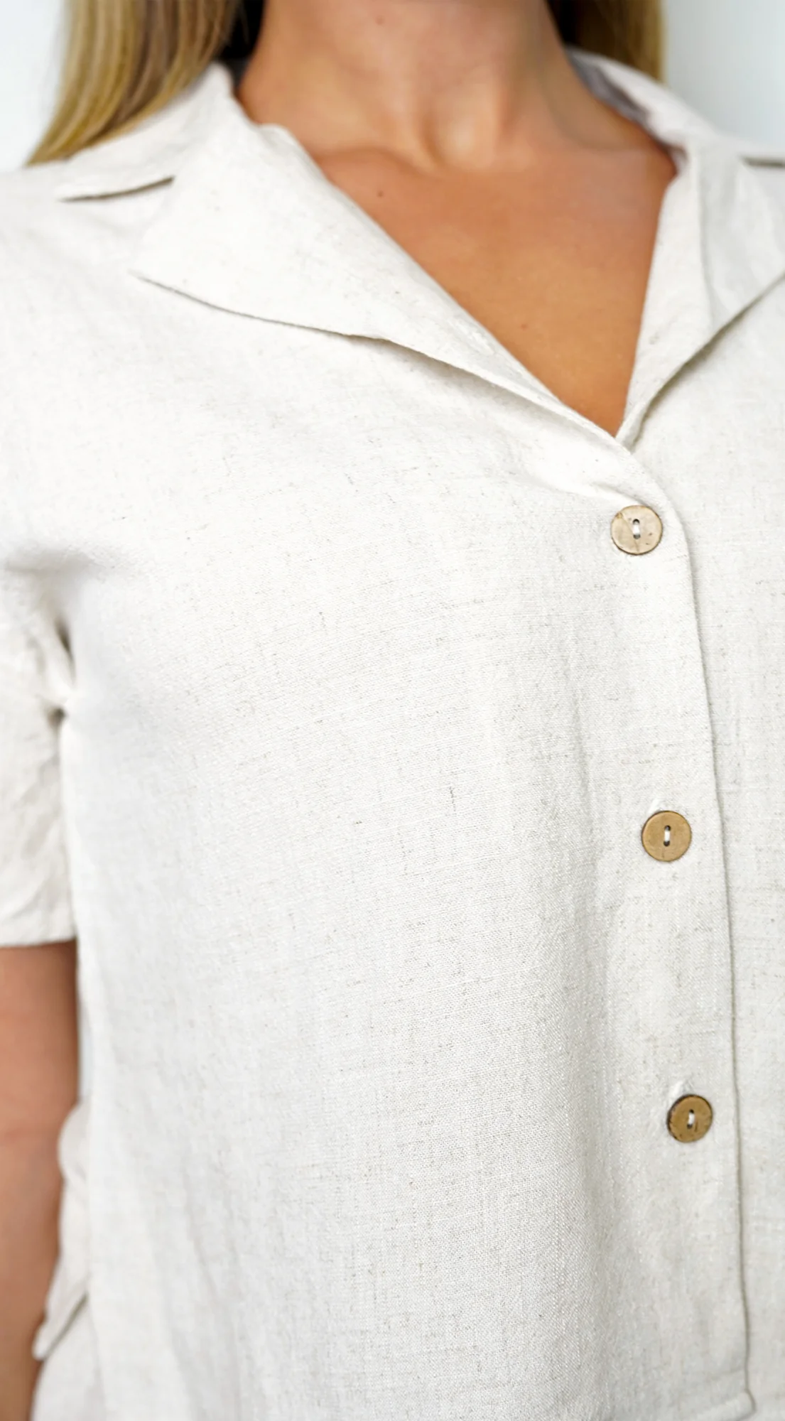 Lior Front Button Down Linen Set - Beige - Image 6