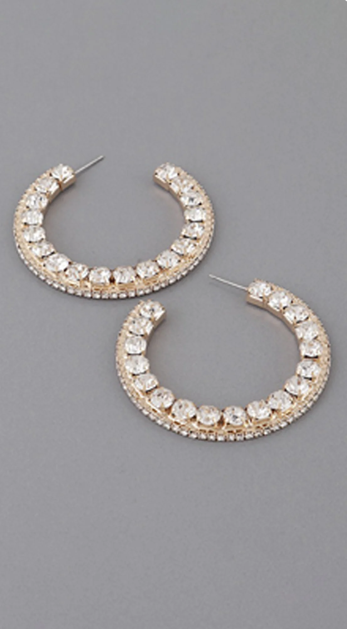 Luminous Luxe Rhinestone Jeweled Hoop Earrings - Gold - Image 2