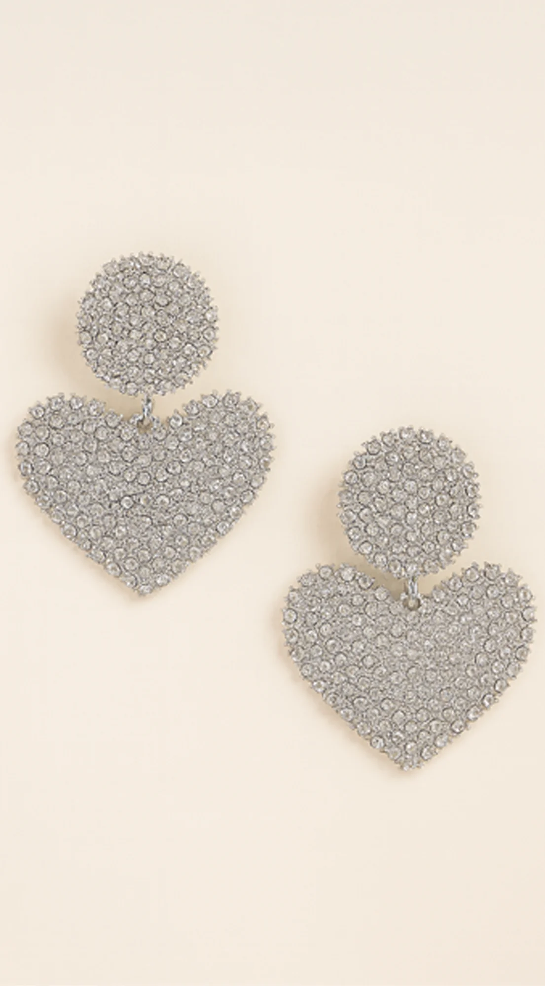 Lux Heart Rhinestone Earrings - Silver - Image 2