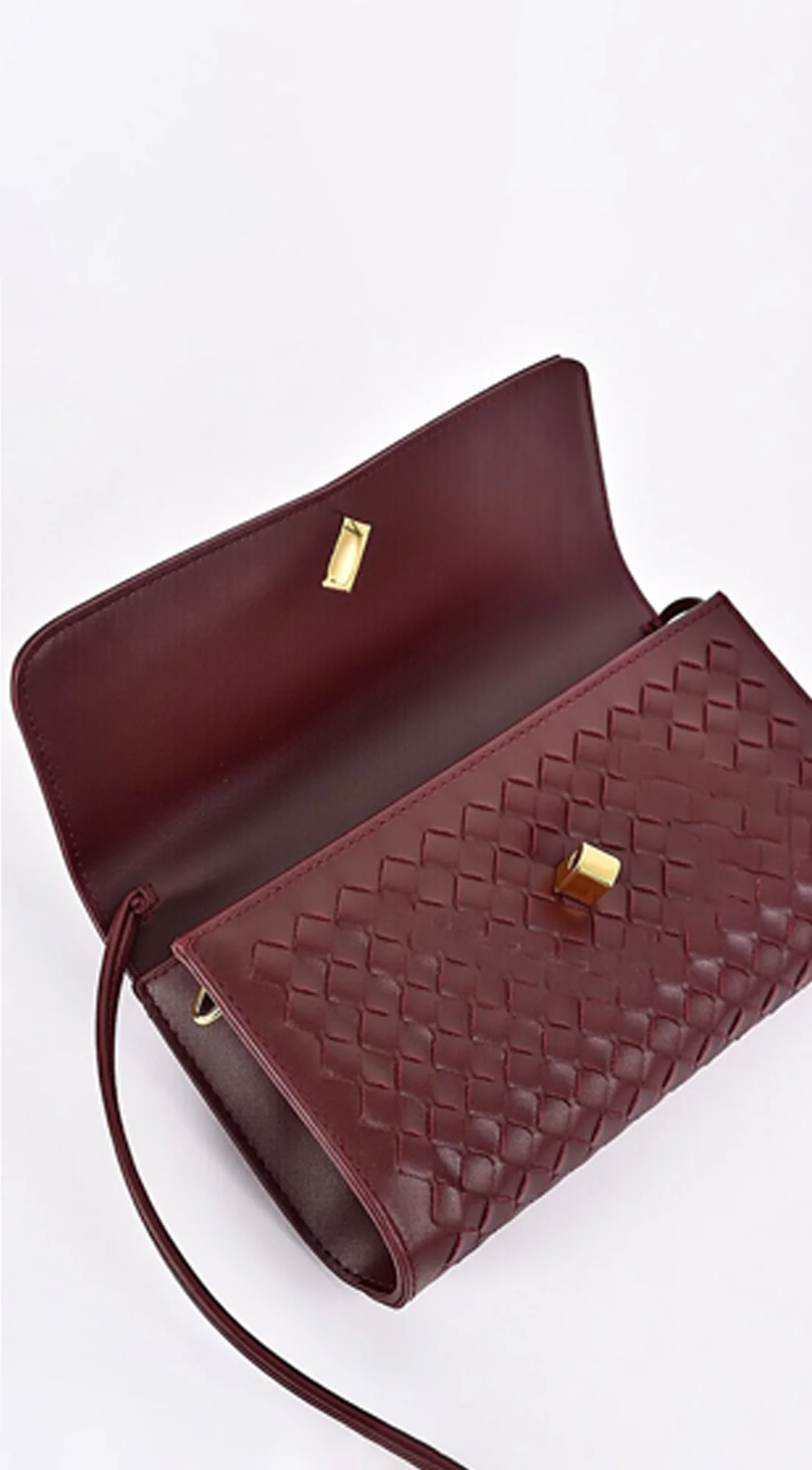 Milano Woven Clutch Handbag - Burgundy - Image 5