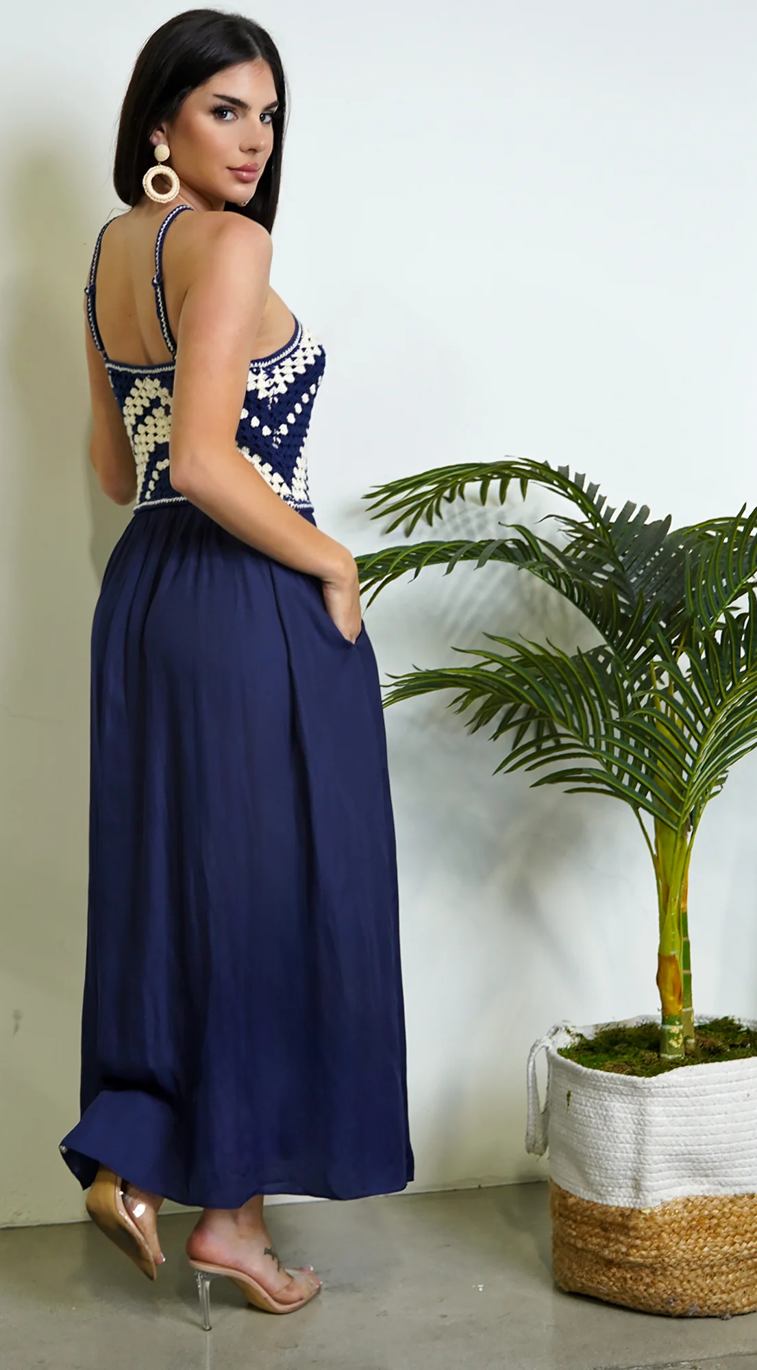 Neriah Crochet Combo Maxi Dress - Blue - Image 5