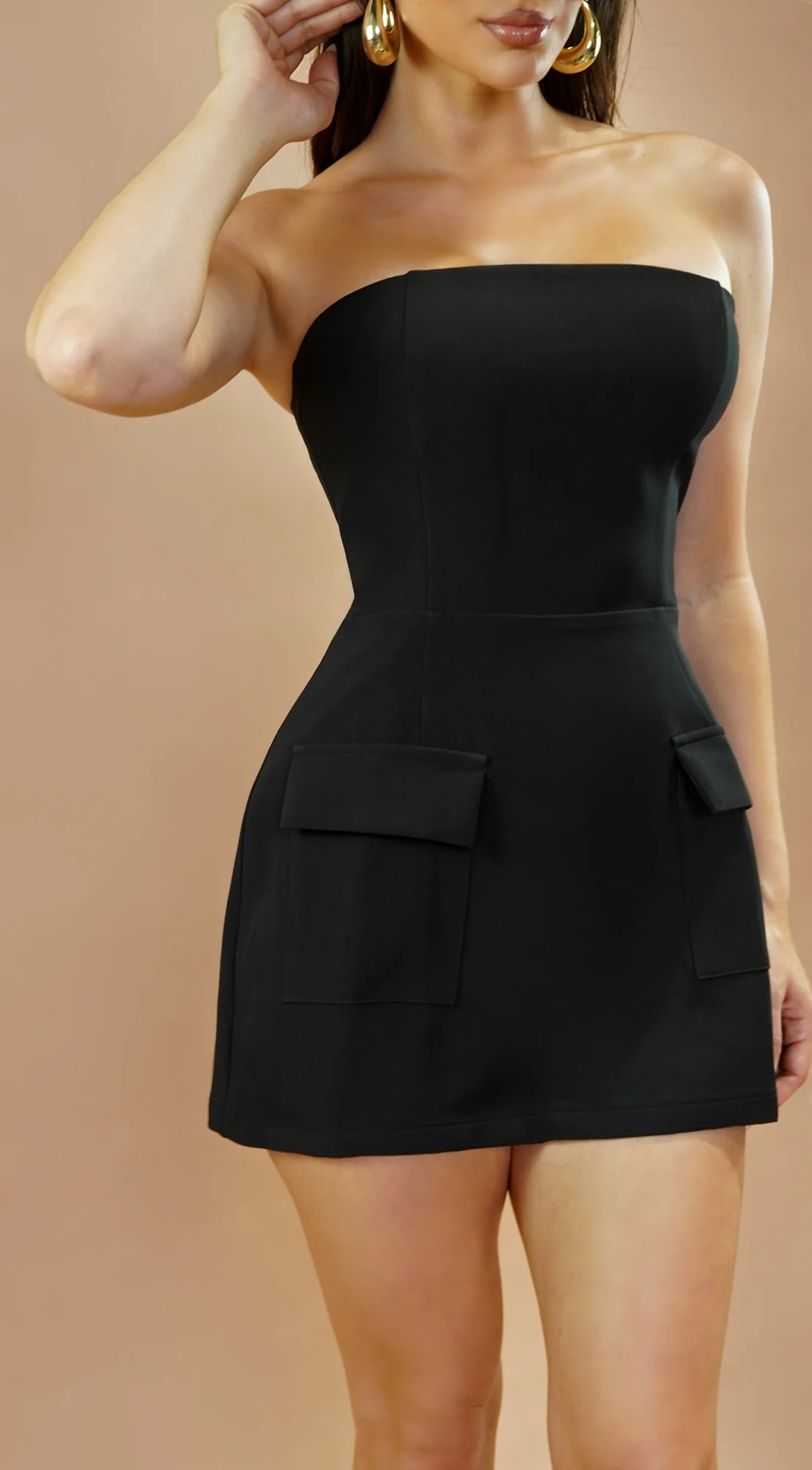Nexa Strapless Mini Dress Romper - Black - Image 2