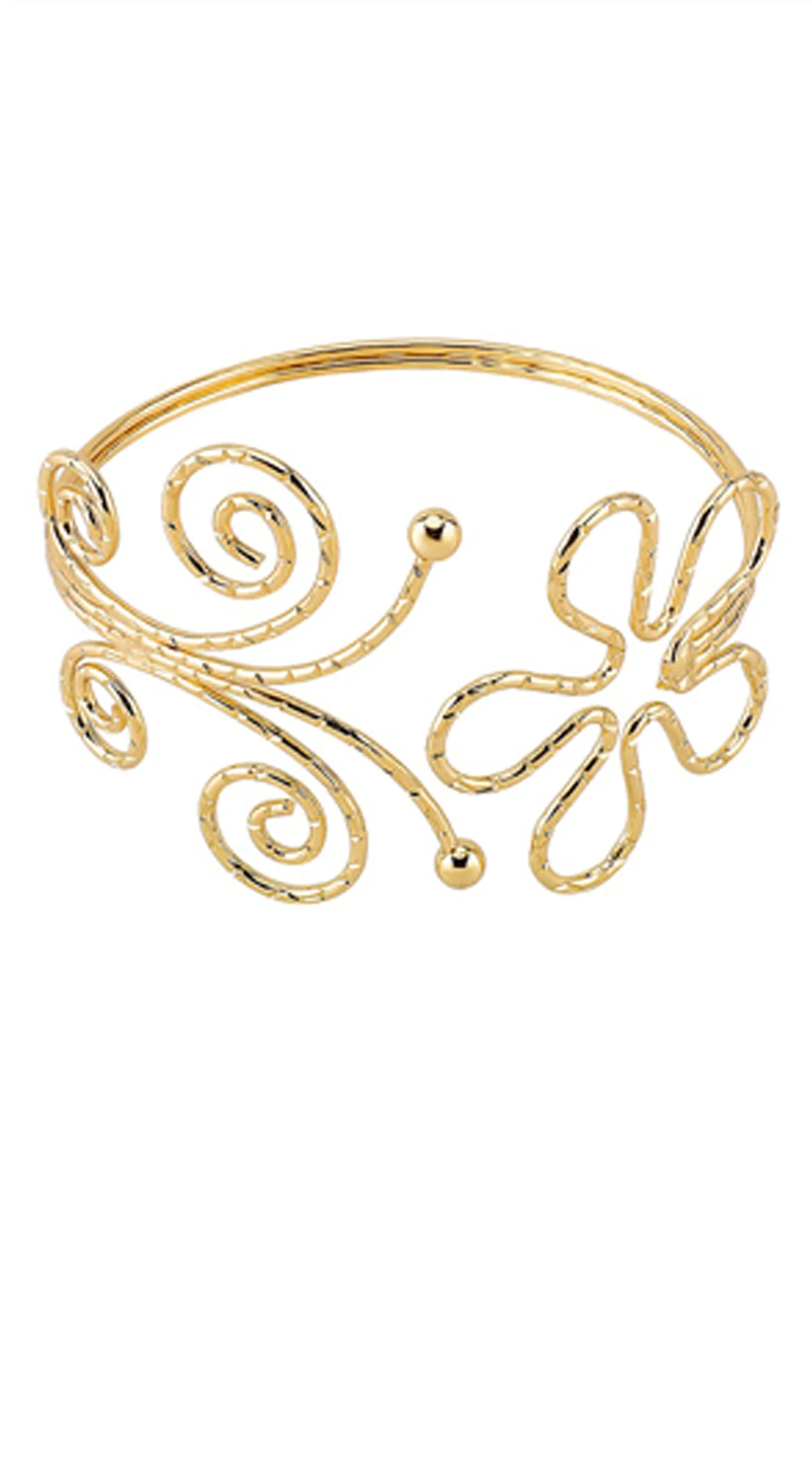 Nira Metal Flower Vortex Arm Cuff Bracelet -Gold - Image 3