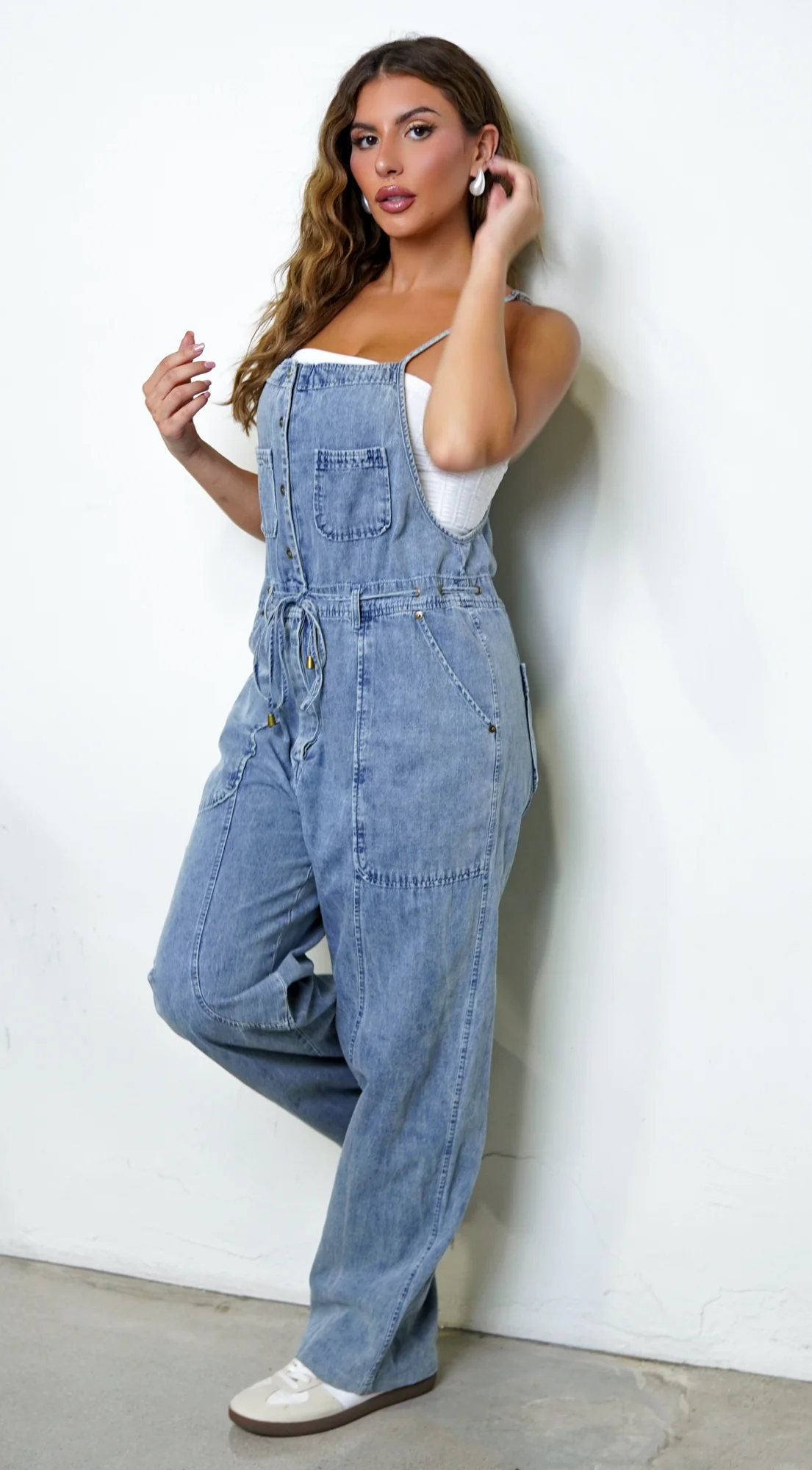 Off Duty Utility Denim Jumpsuit - Blue - Image 3