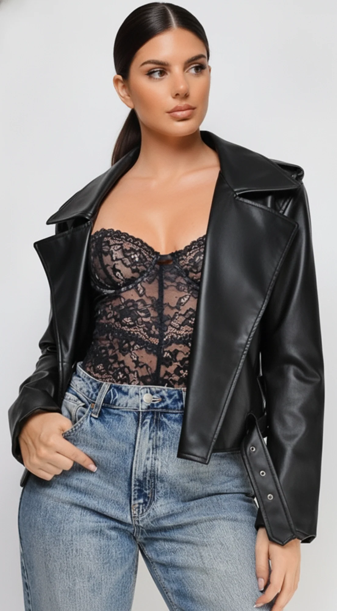 Piper Faux Leather Jacket - Black - Image 2