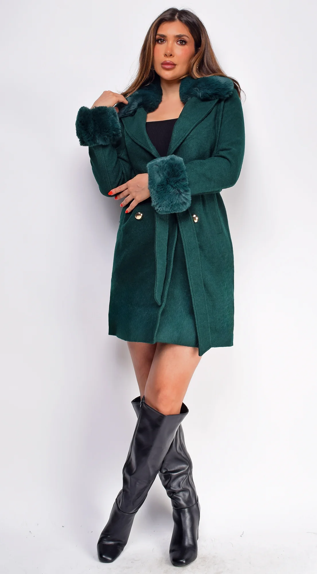 Polina Green Fur Coat - Image 3