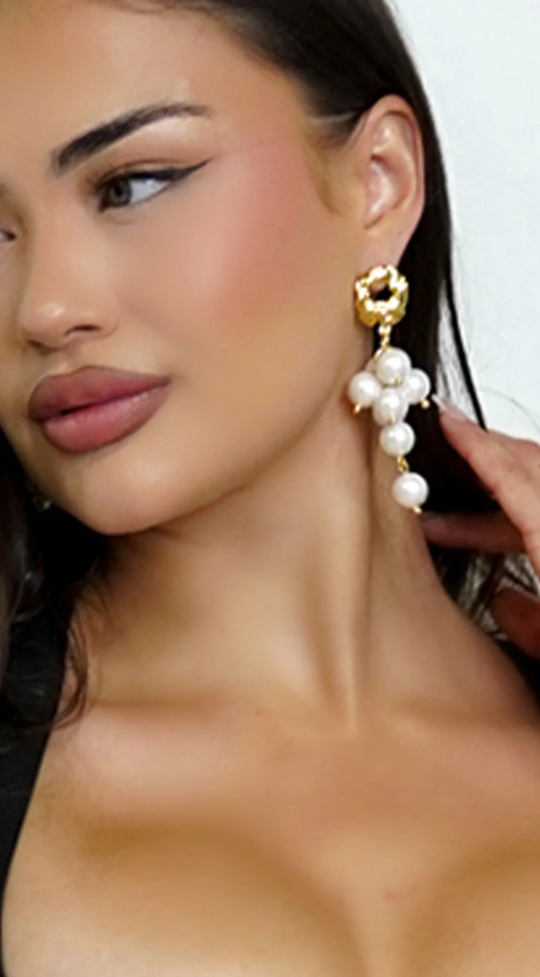Raya Pearl Earrings - Gold - Image 3
