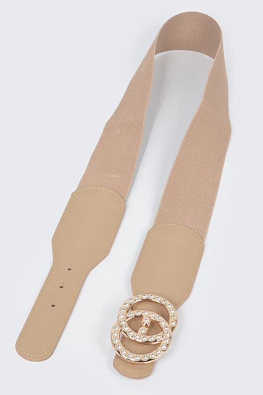 Rhinestone White Elastic Belt - Image 2