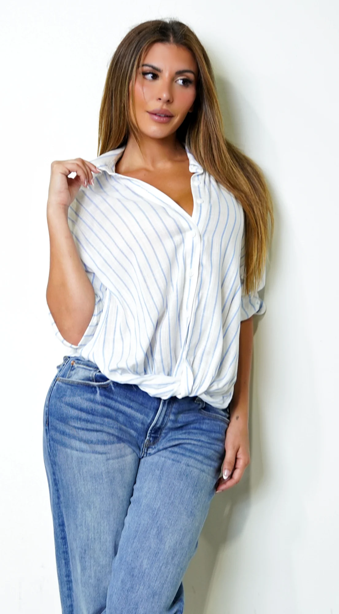 Slow Fade Striped Twist Shirt - Blue - Image 3