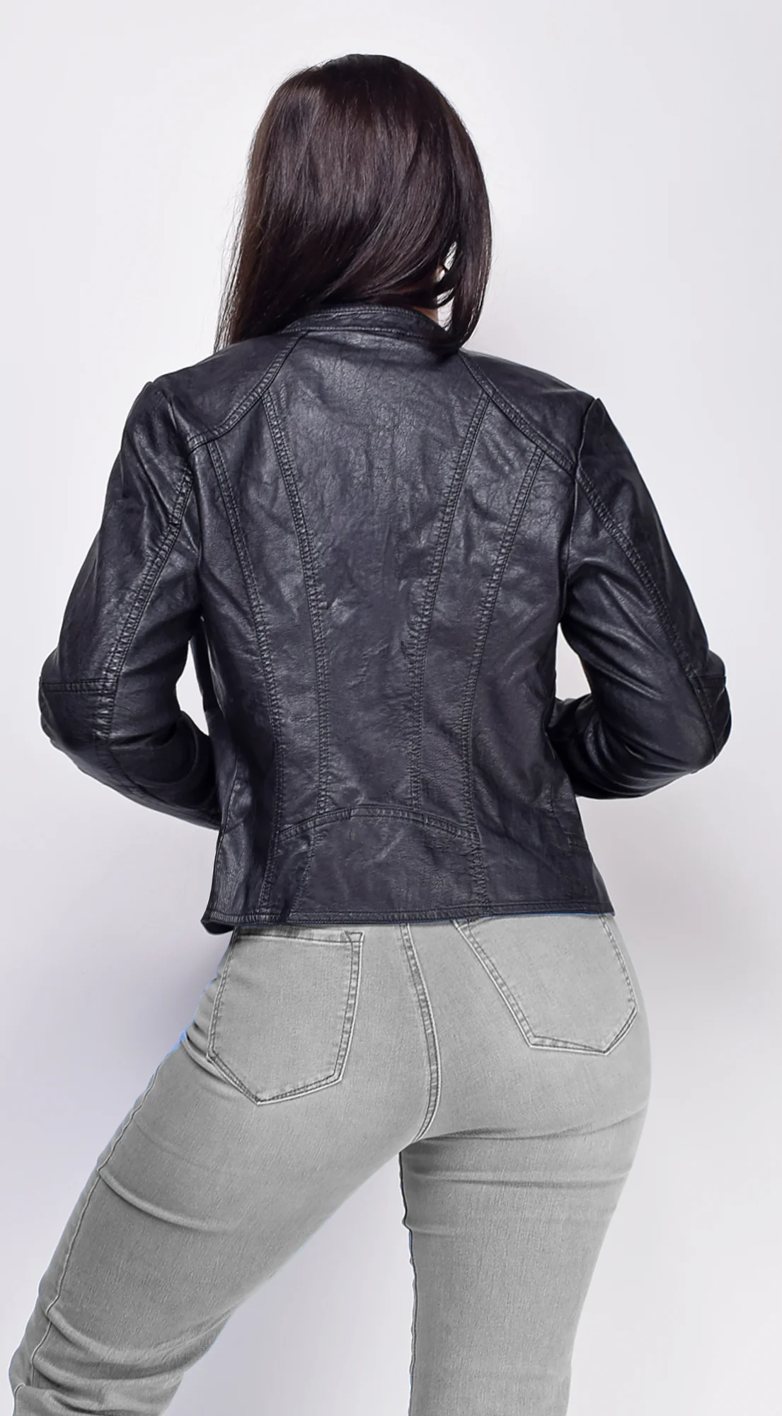 Sona Black Classic Faux Leather Jacket - Image 3